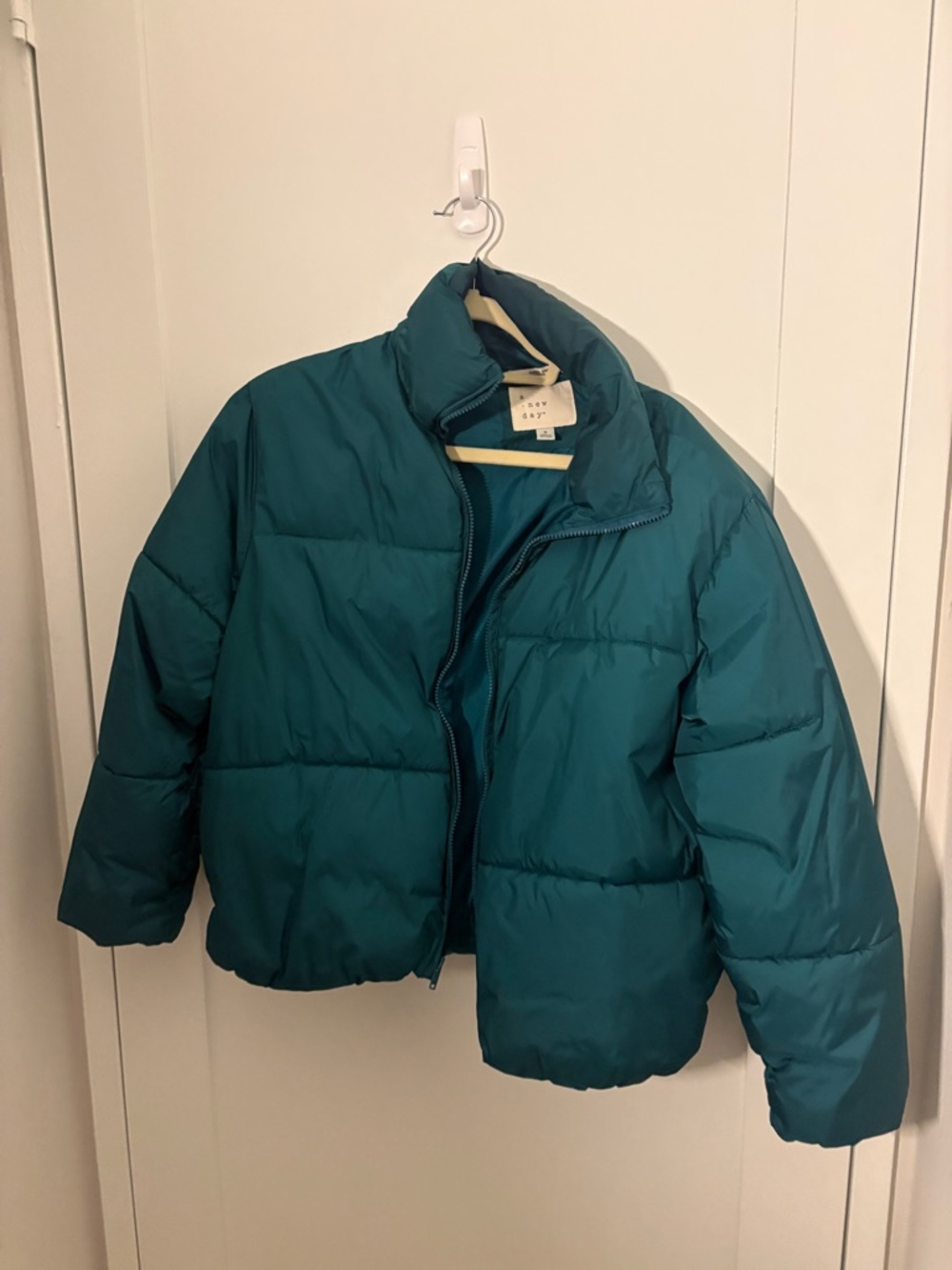 a new day Teal puffer jacket